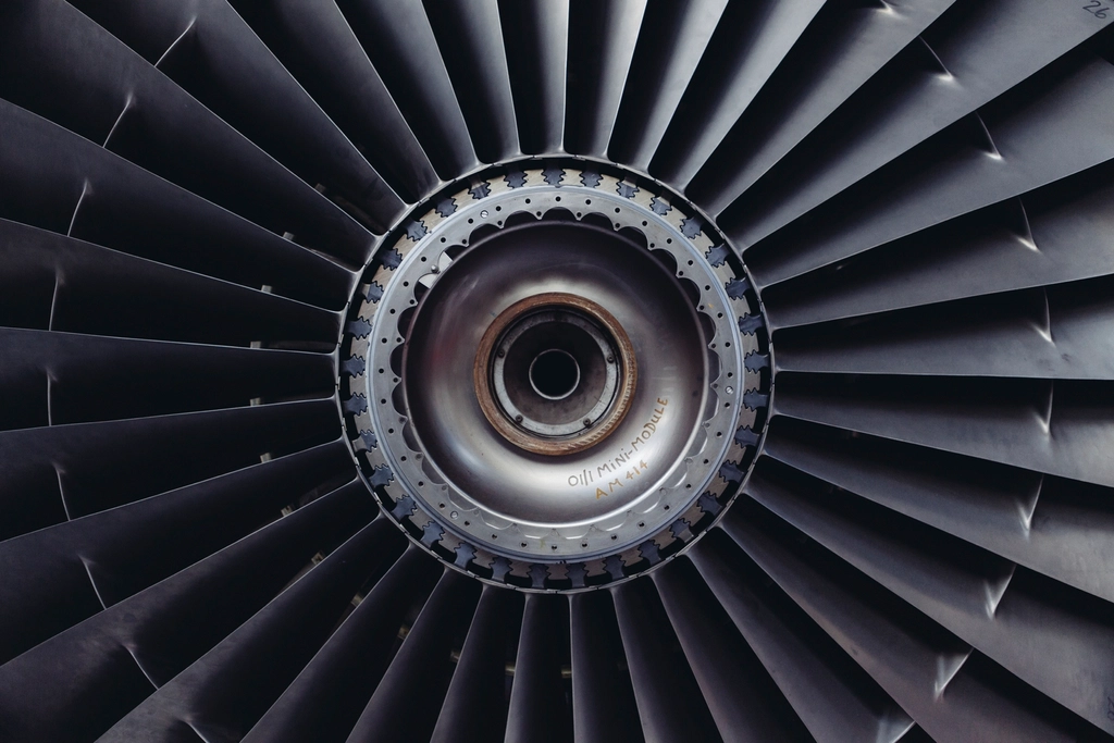Vue de face de la soufflante d'un moteur à réaction